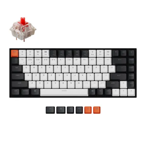کیبورد بی سیم گیمینگ کیکورن K2 V2 65% BK &amp; WH RED SW Flat RGB - تصویر ۲