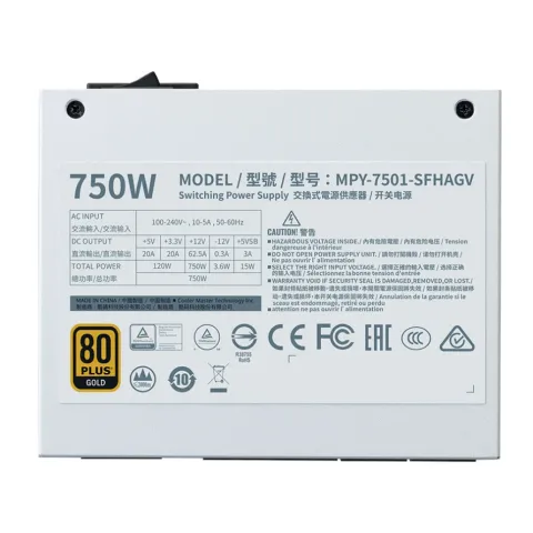 پاور 750 وات کولر مستر V750 SFX GOLD V2 ATX 3.0 WHITE EDITION - تصویر ۵