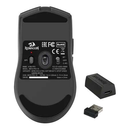 موس ردراگون بی سیم K1NG M916 P 1K 49G Wireless Black - تصویر ۶