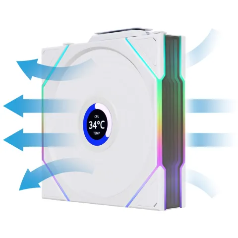فن کیس لیان لی LIAN LI UNI FAN TL LCD WIRELESS 120 3x1 WHITE REVERSE - تصویر ۳