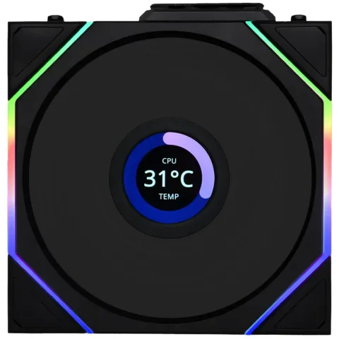 فن کیس لیان لی LIAN LI UNI FAN TL LCD WIRELESS 120 3x1 BLACK REVERSE - تصویر ۳