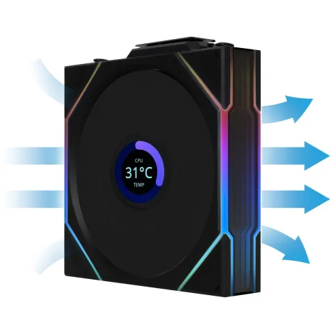 فن کیس لیان لی LIAN LI UNI FAN TL LCD WIRELESS 120 3x1 BLACK - تصویر ۷