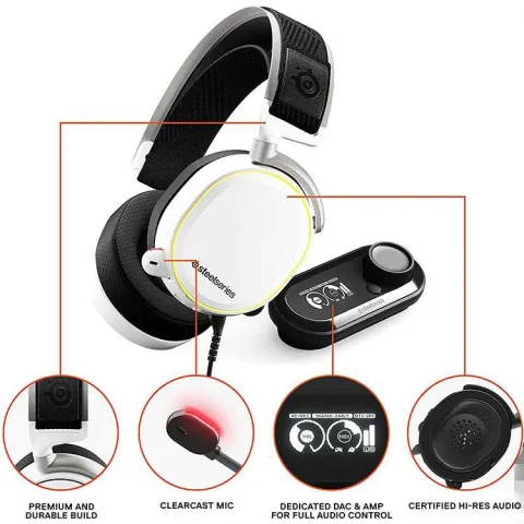 هدست استیل سریز  Arctis PRO + GameDAC WIRED WHITE - تصویر ۴