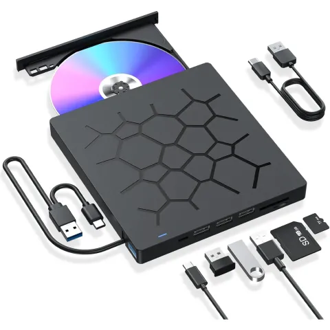 درایو نوری اکسترنال آکستروم AXTROM EXTERNAL CD/DVD DRIVE w/ Card Reader + FULL HUB - تصویر ۲