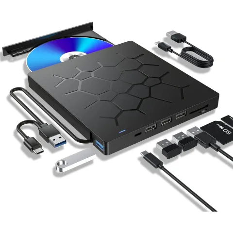 درایو نوری اکسترنال آکستروم AXTROM EXTERNAL CD/DVD DRIVE w/ Card Reader + FULL HUB - تصویر ۳