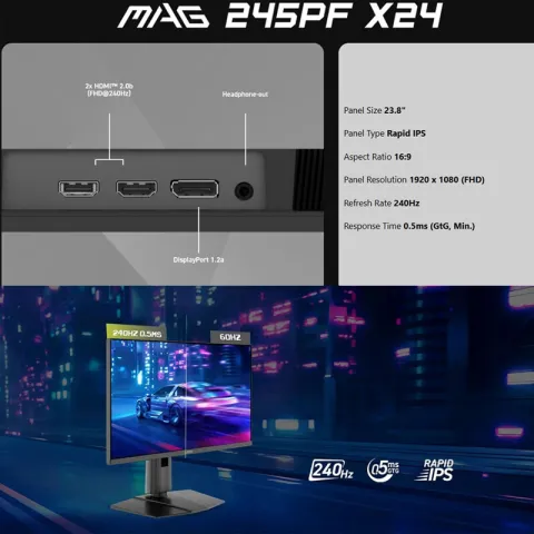 مانیتور گیمینگ ام اس ای MAG245PF X24 - 24" FHD 240Hz R-IPS 0.5ms - تصویر ۷