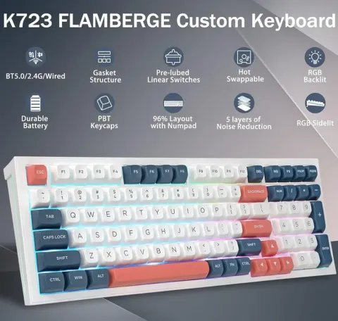 کیبورد ردراگون REDRAGON K723 WBR FLAMBERGE PRO WIRELESS - تصویر ۵