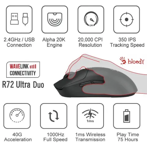 موس گیمینگ بلادی مدل Bloody R72 Ultra Duo - تصویر ۱۷