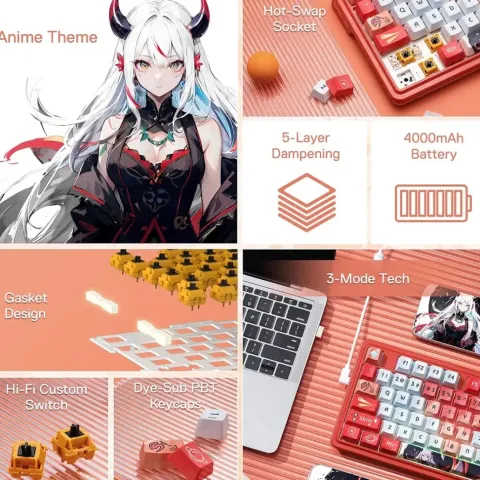 کیبورد ردراگون REDRAGON K673 AK UCAL PRO ANIME WIRELESS - تصویر ۷