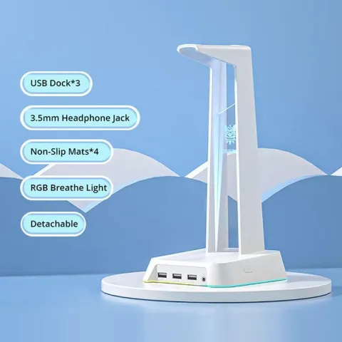 پایه هدست + هاب USB اونیکوما ONIKUMA STAND + USB UHB RGB ST2 WHITE - تصویر ۷
