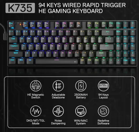 کیبورد ردراگون REDRAGON GHOSTBLADE K735 - تصویر ۴