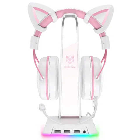 پایه هدست + هاب USB اونیکوما ONIKUMA STAND + USB UHB RGB ST2 WHITE - تصویر ۲