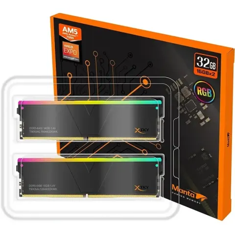 رم وی کالر V-COLOR MANTA XSKY RGB 32GB(2x16) 6000MT/s CL28 DDR5 + EXPO - تصویر ۴